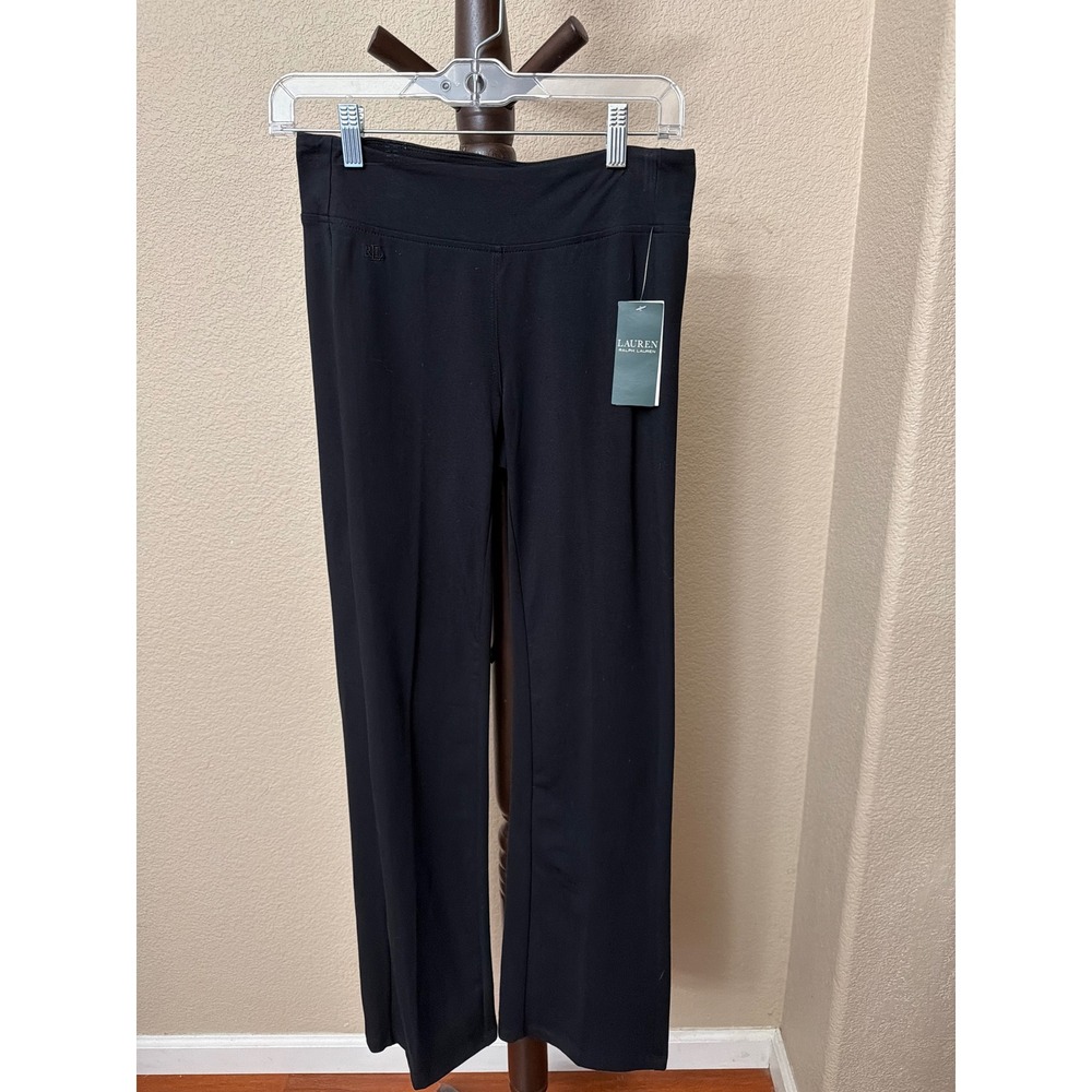 Lauren Ralph Lauren Women's XS Black Cotton Stretch Yoga Pants Straight Leg NWT